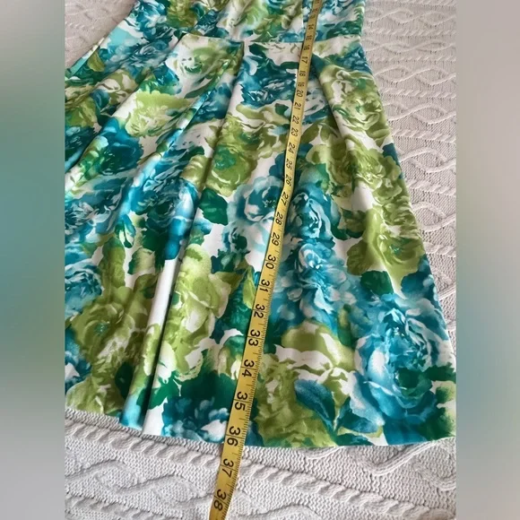 AGB Floral Midi Dress Blue & Green Women’s Size 4 - Picture 5 of 15